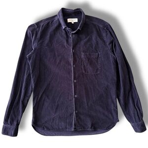 You Must Create London Men’s Shirt, Size Small, Cotton Corduroy, Deep Blue
